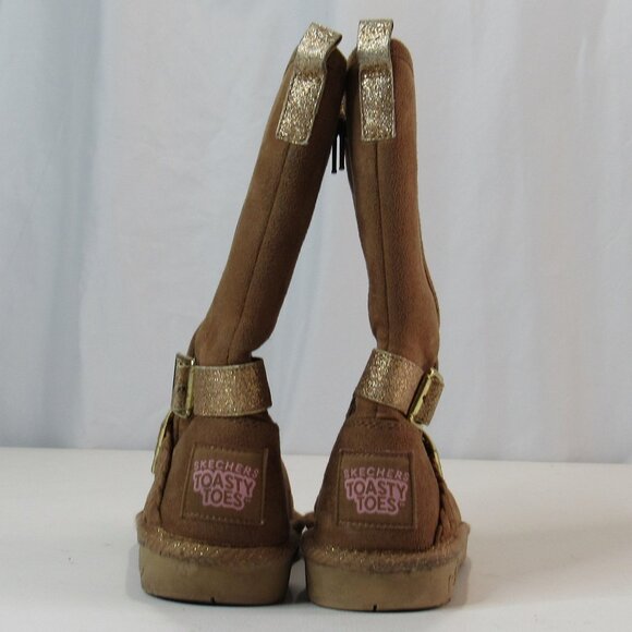 Skechers Toasty Toes Girl's Suede Buckle Memory Foam Warm Winter Boots Size 1 - Picture 4 of 14